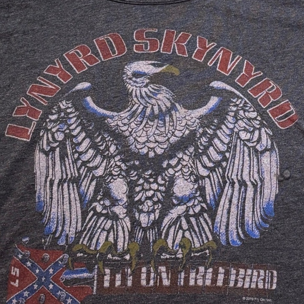 Lynyrd Skynyrd Womens XS Grey Fly On Freebird T-Shirt Rock Band Southern Biker